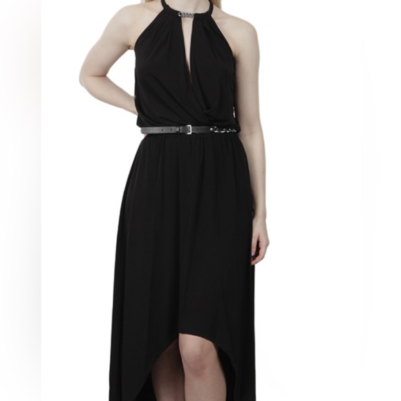 Michael Kors-High Low-Chain Belt Maxi Dress-Sz M - Picture 1 of 6
